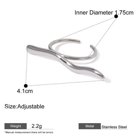 Silver Ripple Lines Ring - Picture 5 of 7